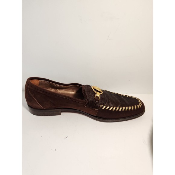 Vintage David Eden Men\'s Size 10B Leather Suede Square Toe  Loafers With Gold... main image 12